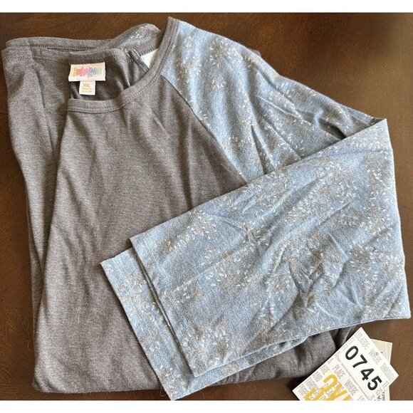 NWT LulaRoe Solid Charcoal Gray w/ Blue Sleeves Plus Size Randy, Size 3XL - Picture 2 of 4